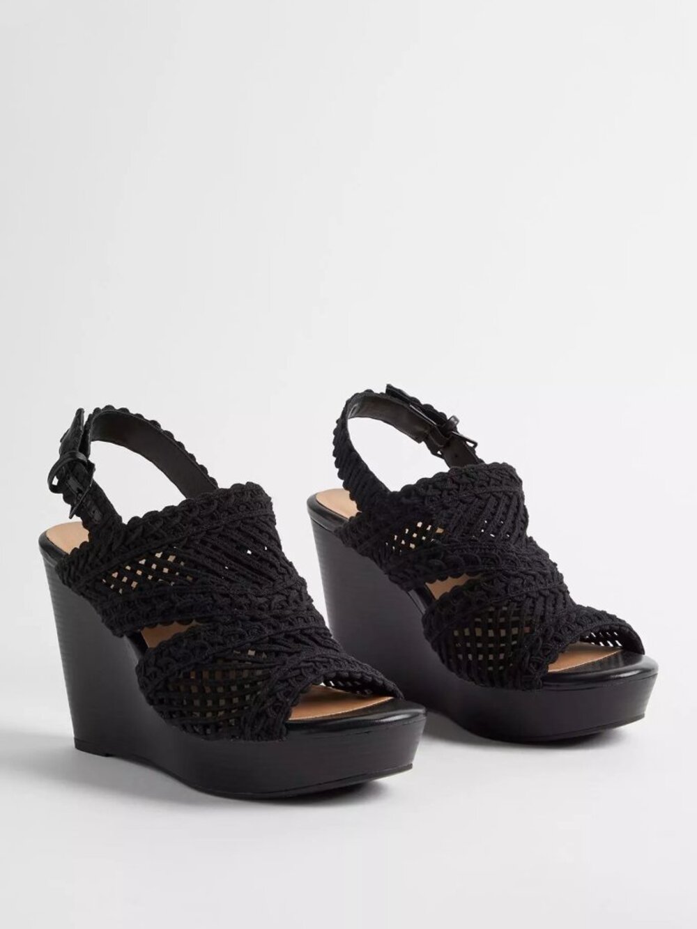 Torrid Crochet Cage Platform Wedge (WW) — Black — Size 13 — BNWT